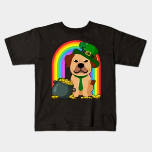 Staffordshire Rainbow Irish Clover St Patrick Day Dog Gift graphic Kids T-Shirt